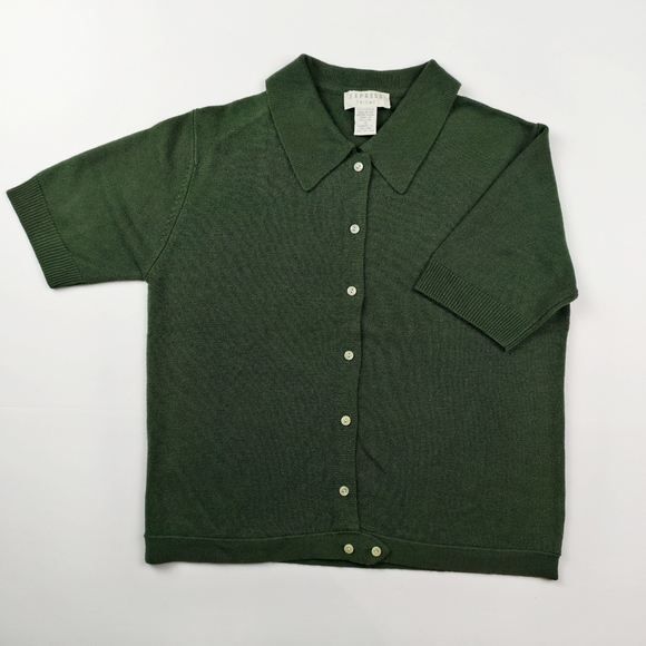 Express Sweaters - Vintage Express Tricot Knit Top | Olive Forest | Retro Y2K Classic | Size S
